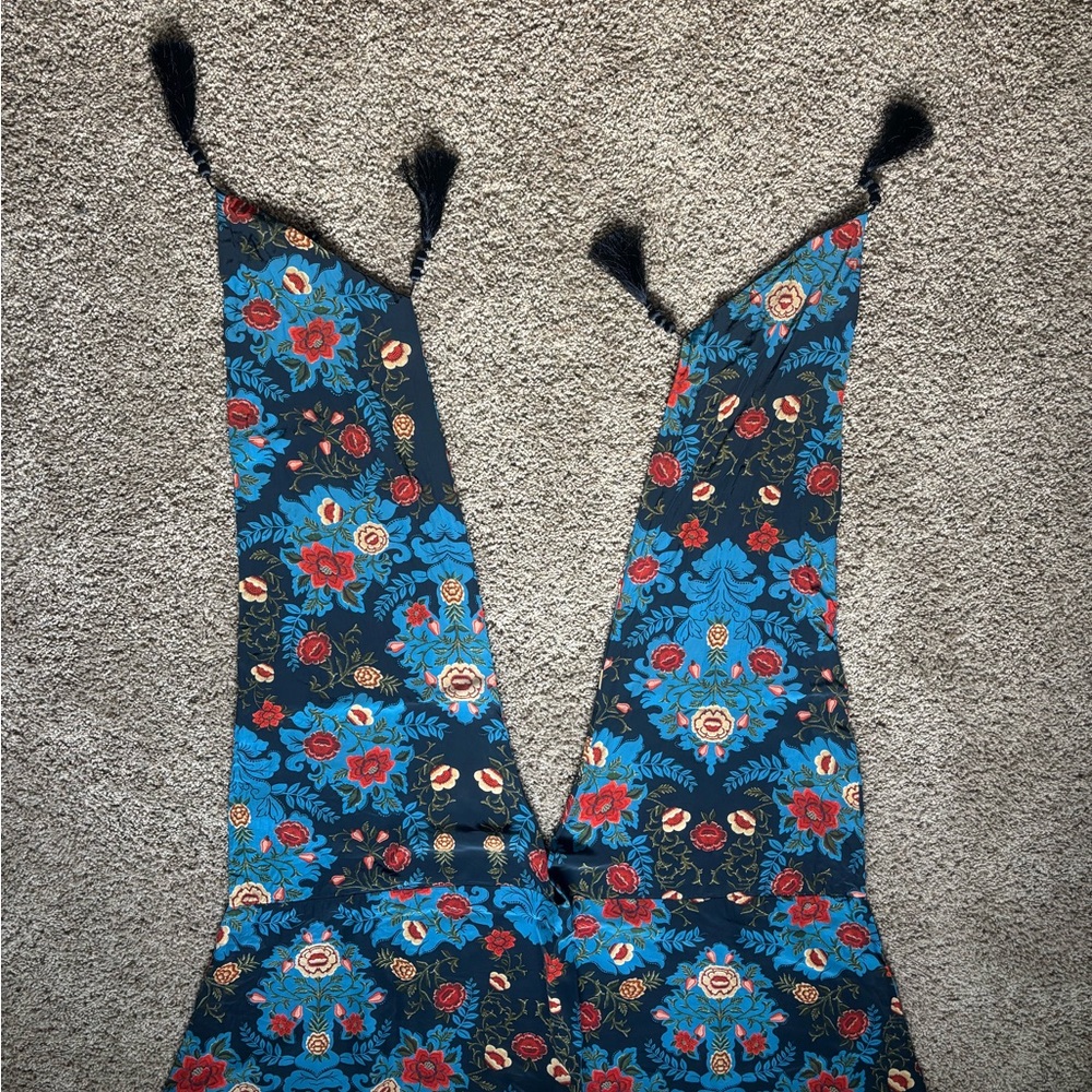 Nordstrom Floral Scarf - Blue and Red